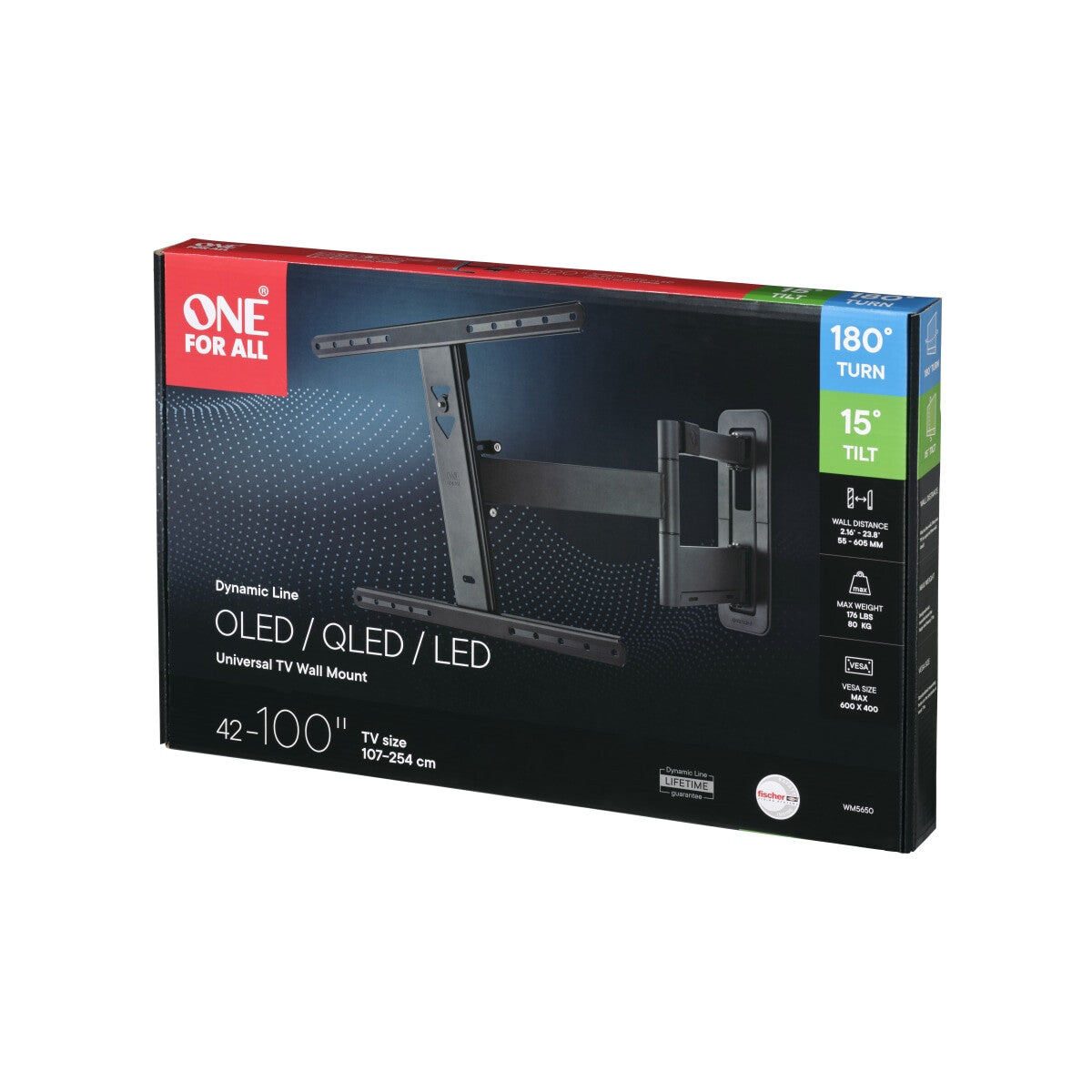 One For All Dynamic Line fuldt bevægeligt TV-vægbeslag (WM5650)