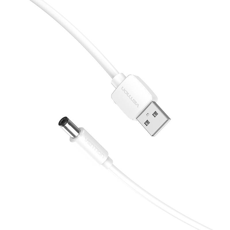 Power Cable USB 2.0 til DC 5,5 mm Barrel Jack 5V Vention CEYWG 1,5 m (hvid)