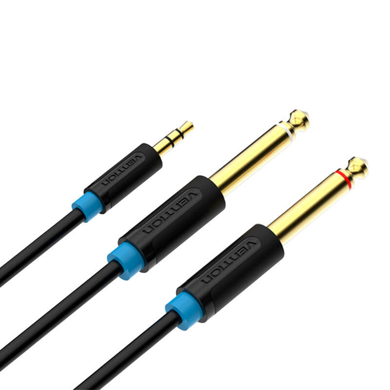 Audio Kabel TRS 3,5 mm til 2x 6,35 mm Vention BACBJ 5 m sort