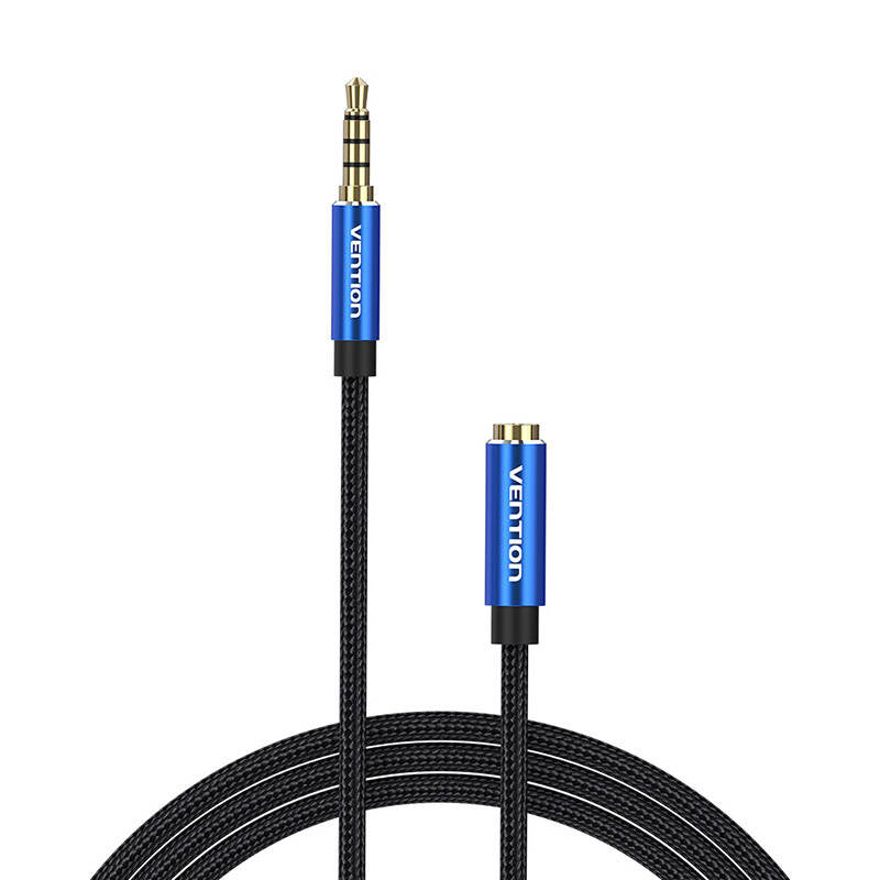 Audio kabel TRRS 3,5 mm mandlig til 3,5 mm kvindelig Vention BHCLJ 5 m blå