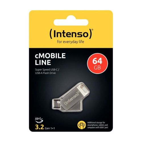 Intenso Pendrive 64GB cMobile Line USB 3.2 / Type-C, Sølv EU (3536490)