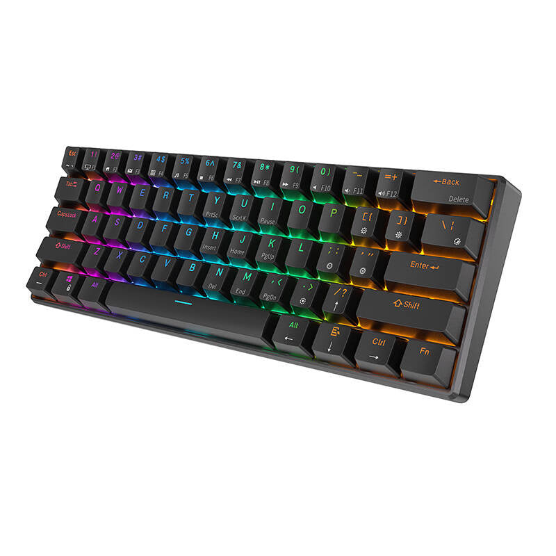 Mekanisk tastatur Royal Kludge RK61 RGB, brun stik (sort)