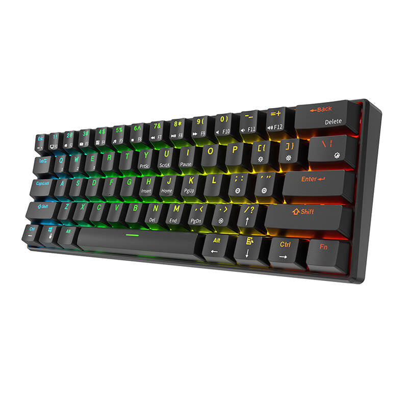 Mekanisk tastatur Royal Kludge RK61 RGB, brun stik (sort)