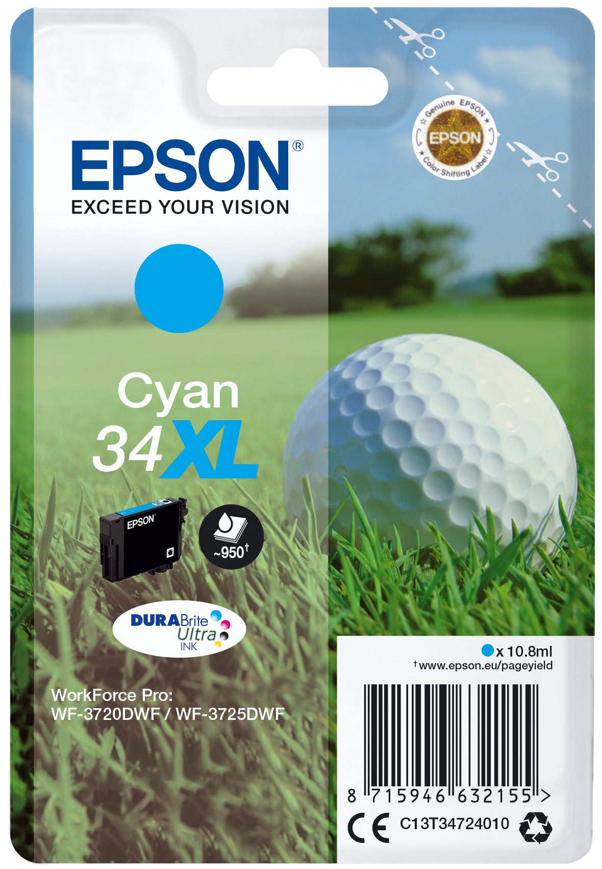 Epson Golf ball C13T34724010 blækpatron 1 stk Original Højt (XL) udbytte Blå