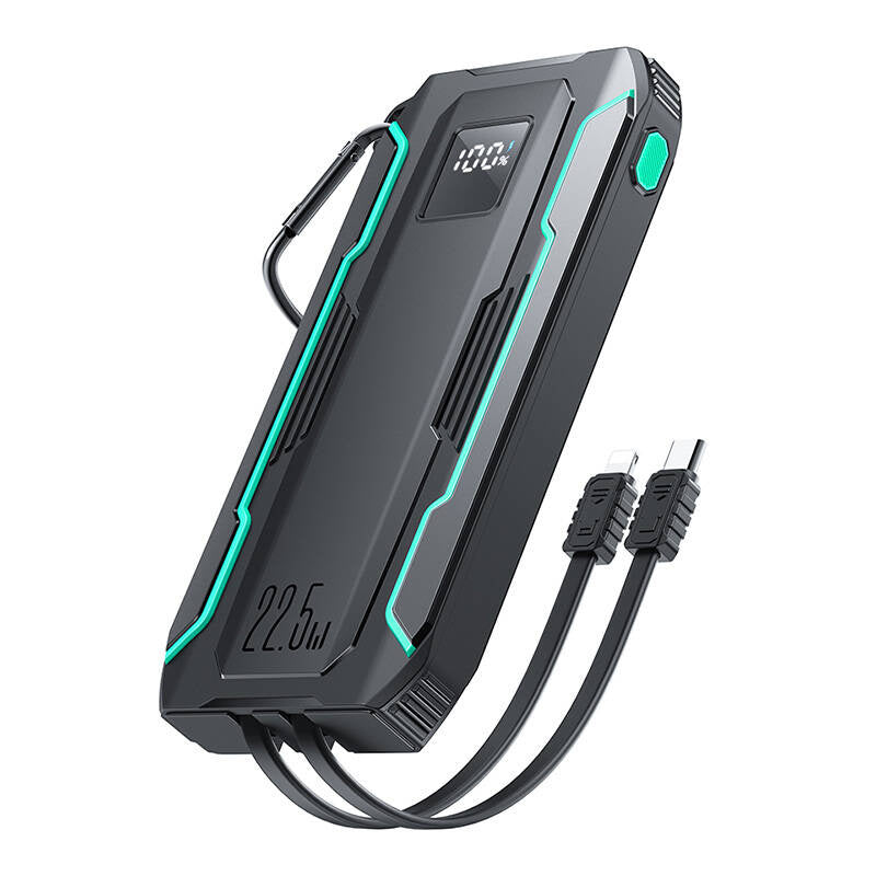 Powerbank Joyroom JR-L017 10000mAh, 22.5W, med Lightning + USB-C kabel (sort)