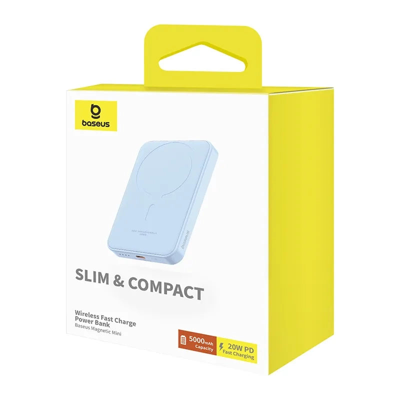 Magnetisk Mini Powerbank Baseus 5000mAh, USB-C 20W (blå)