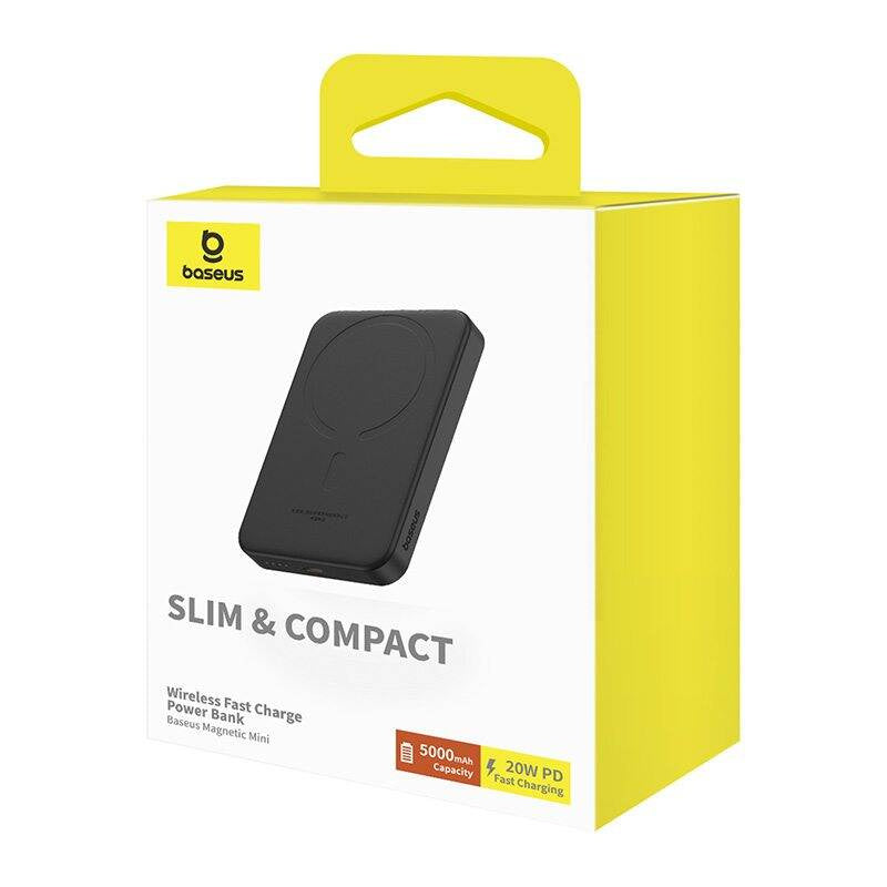 Magnetisk Mini Powerbank Baseus 5000mAh, USB-C 20W (sort)