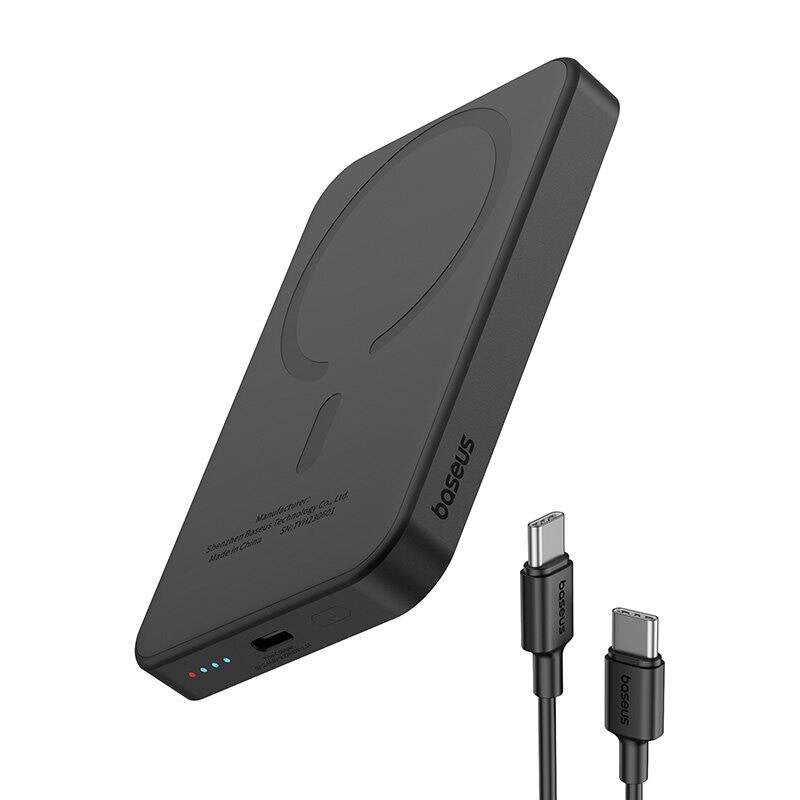 Magnetisk Mini Powerbank Baseus 5000mAh, USB-C 20W (sort)