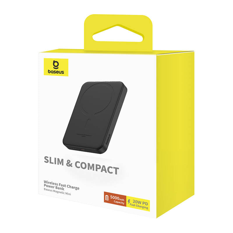 Magnetisk Mini Powerbank Baseus 5000mAh, USB-C 20W (sort)