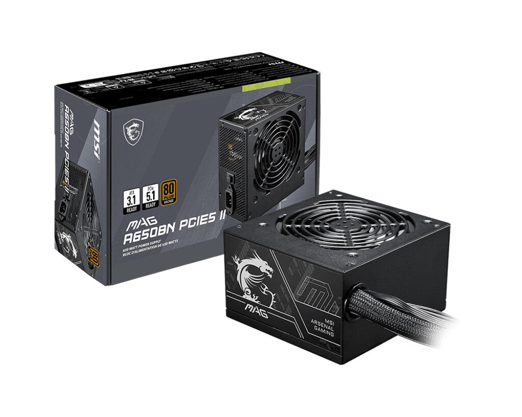 MSI MAG A650BN PCIE5 II enhed til strømforsyning 650 W 20+4 pin ATX ATX Sort
