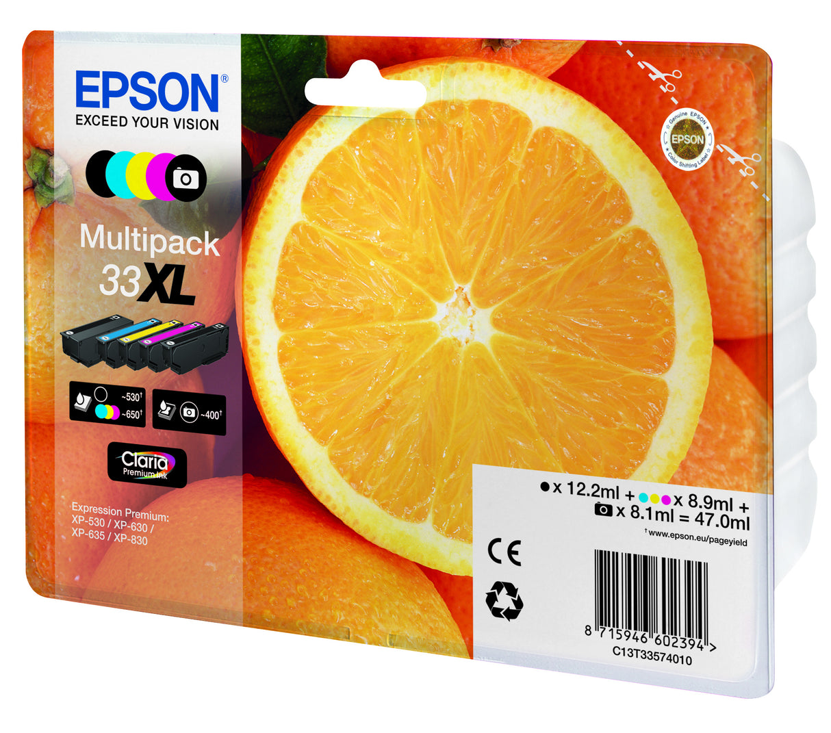 Epson Oranges C13T33574011 blækpatron 1 stk Original Højt (XL) udbytte Sort, Foto sort, Blå, Magenta, Gul