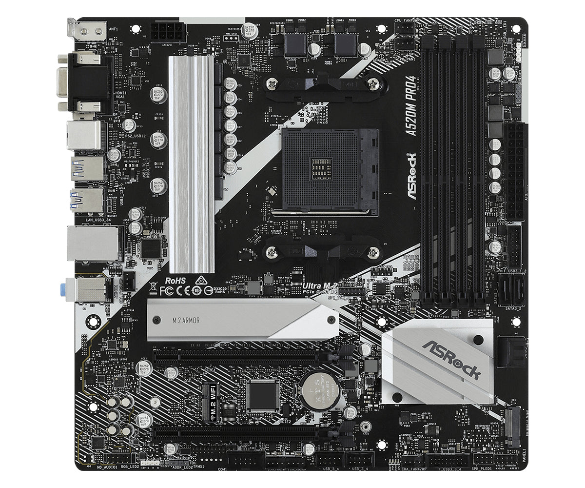 ASRock A520M Pro4 Micro-ATX AM4 AMD A520