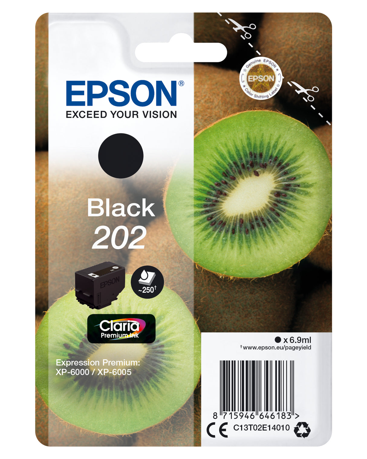 Epson 202 Sort 250 sider Blæk C13T02E14010