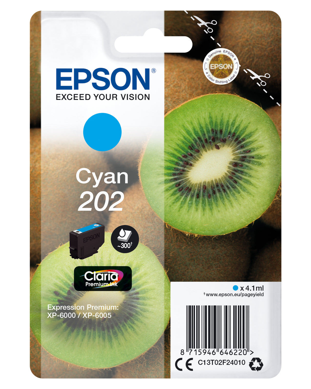 Epson Kiwi 202 blækpatron 1 stk Original Standard udbytte Blå