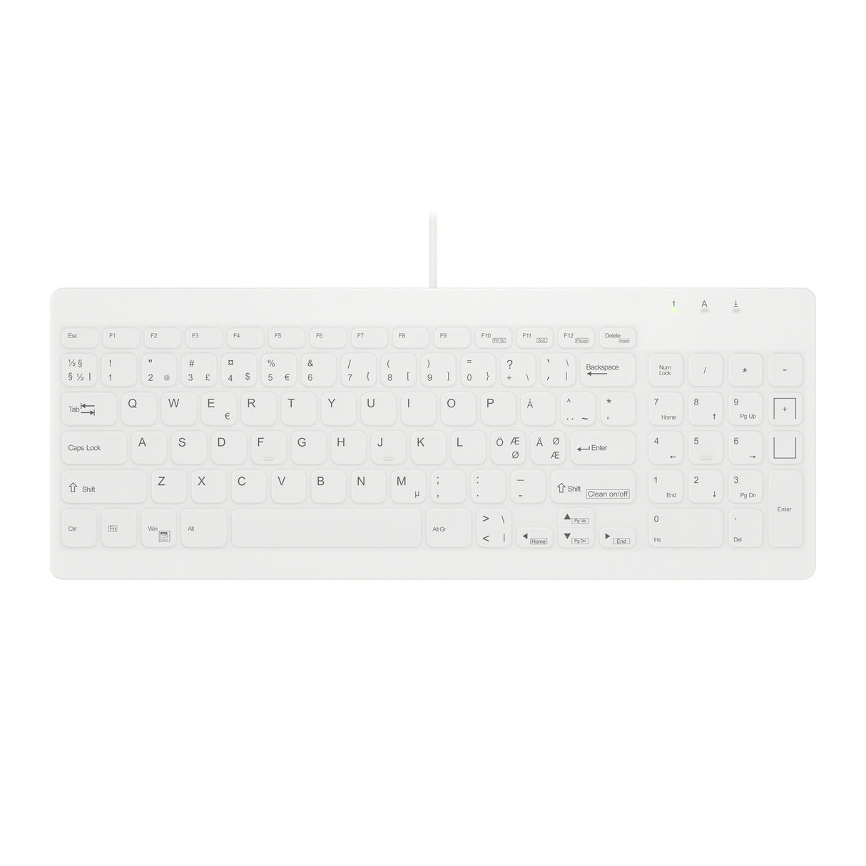 Contour Design Active Key Contour QuickClean medicinsk tastatur IP68, kompakt, kablet, hvid, PN C7012