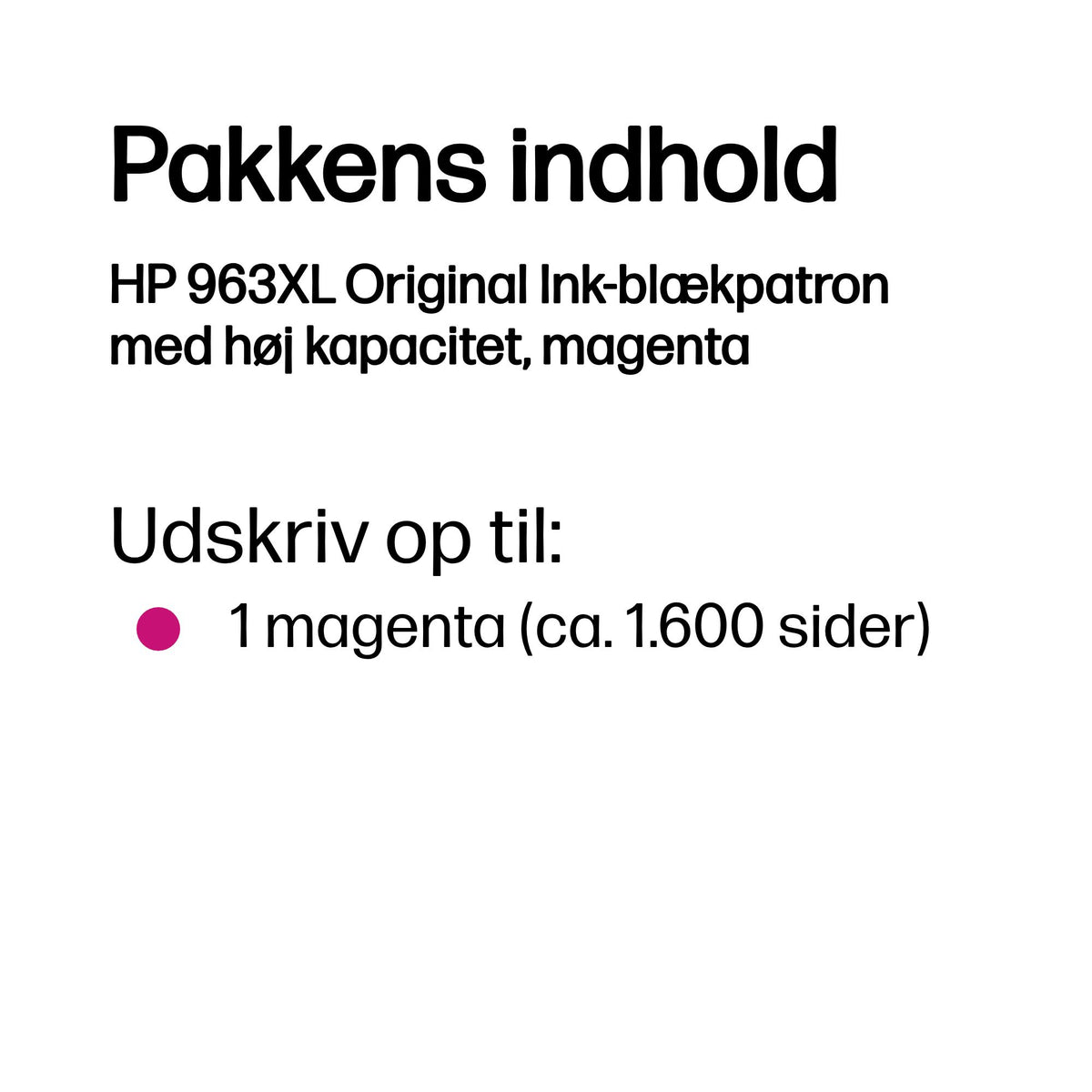 HP 963XL Magenta 1600 sider Blæk 3JA28AE