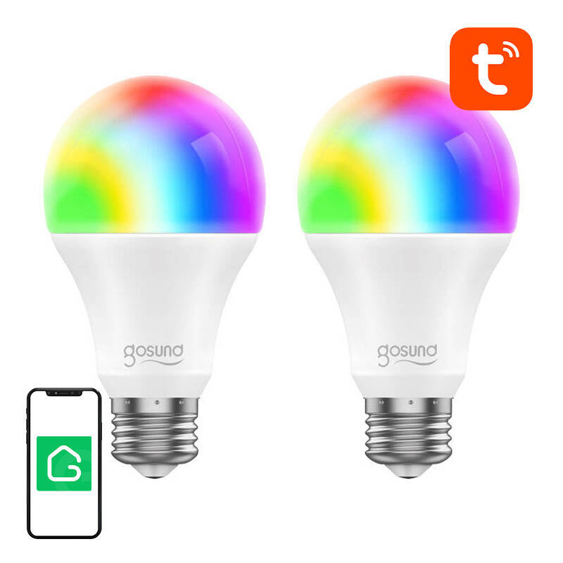 Smart Bulb WiFi RGB LED Gosund WB4-2 E27 (2-pakke) Tuya