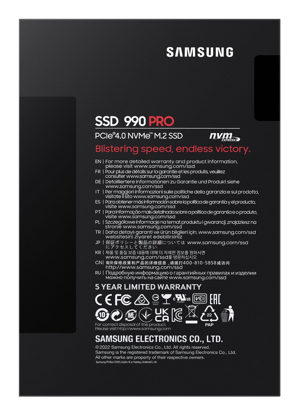 Samsung 990 PRO SSD MZ-V9P1T0BW 1TB M.2 PCI Express 4.0 x4 (NVMe)