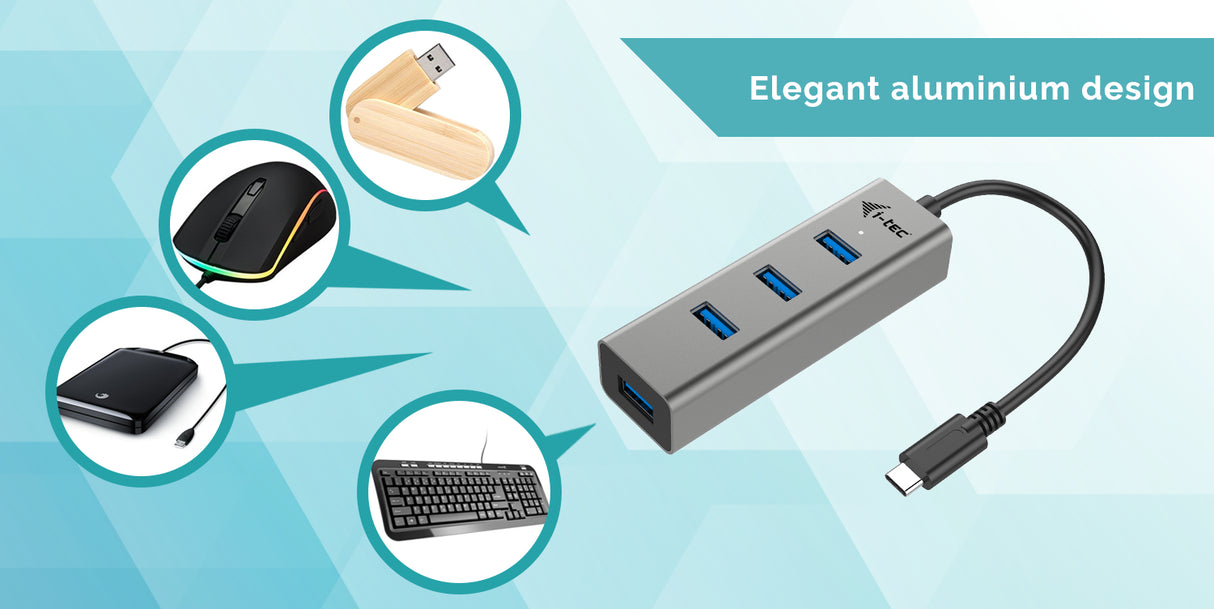 i-tec Metal C31HUBMETAL403 interface hub USB 3.2 Gen 1 (3.1 Gen 1) Type-C 5000 Mbit/s Grå