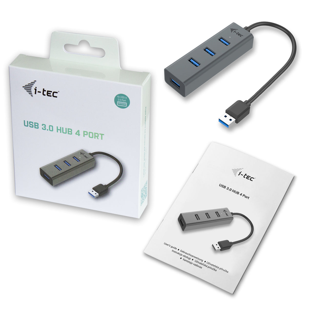 i-tec Metal U3HUBMETAL403 interface hub USB 3.2 Gen 1 (3.1 Gen 1) Type-A 5000 Mbit/s Grå