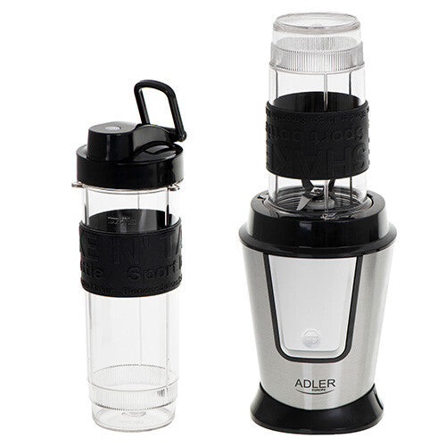 Adler AD 4081 blender 0,57 L Sportsblender 800 W Sort, Rustfrit stål, Gennemsigtig