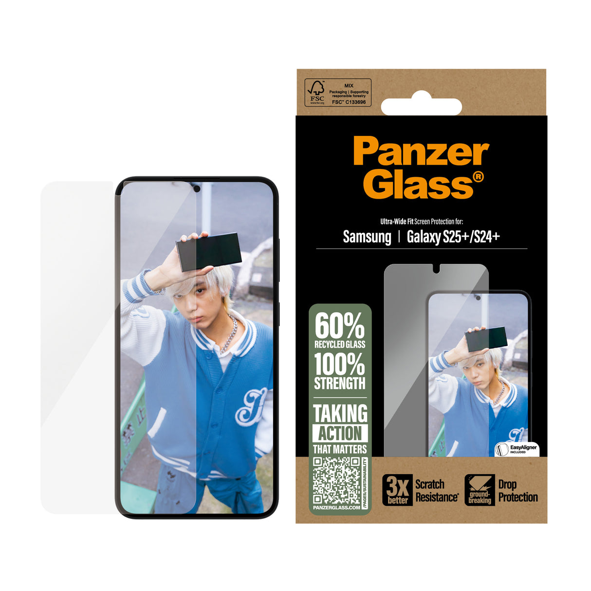 PanzerGlass Screen Protector Samsung Galaxy S25+ - Ultra-Wide Fit