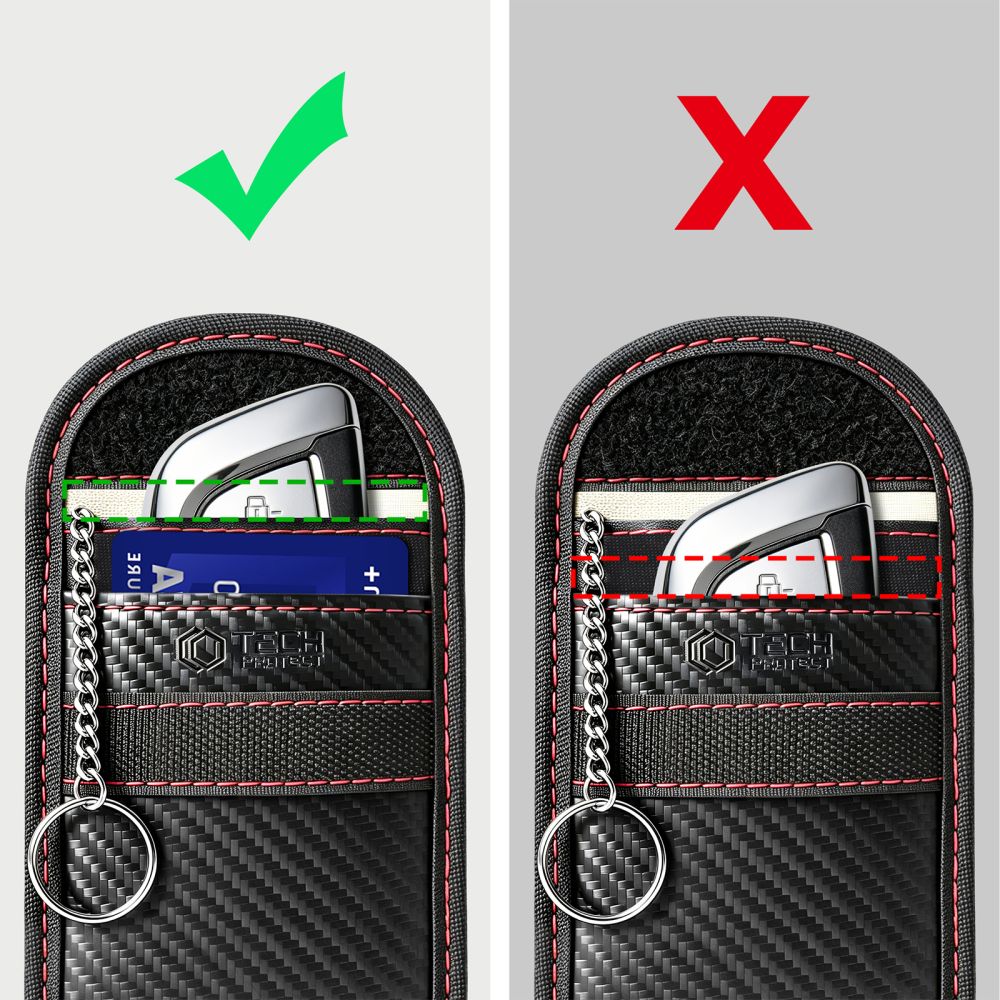 Tech Protect Klr100 Etui Nøglefri Rfid Signalblokker Kullstof Sort/Rød