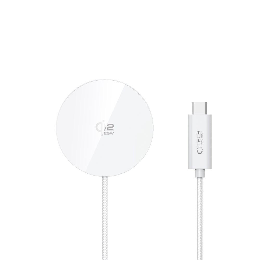 Tech Protect A50 Magnetisk Magsafe Trådløs Opladder 25 W Qi2.2 Hvid