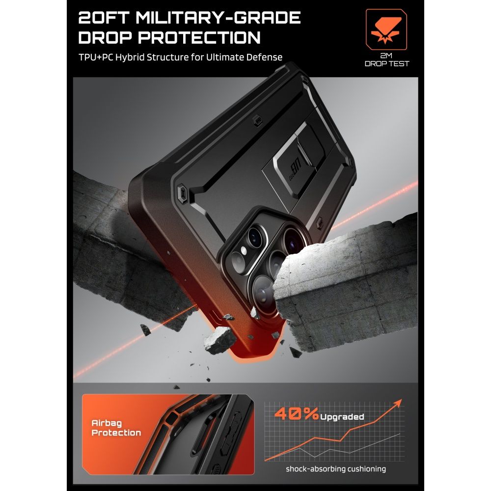Supcase Unicorn Beetle Pro & Hærdet Glas 2 Pak Galaxy S26 Ultra Sort