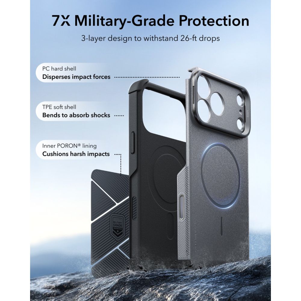 Esr Cyber Tough Støtte Magsafe Iphone 17 Pro Max / 18 Pro Max Grå