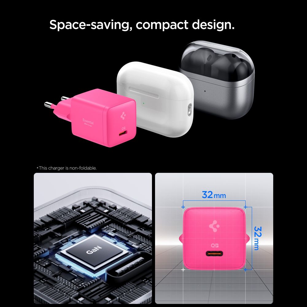 Spigen Ee301 Eu Gan Essential 1 Port Netværksopladder 30 W Pink