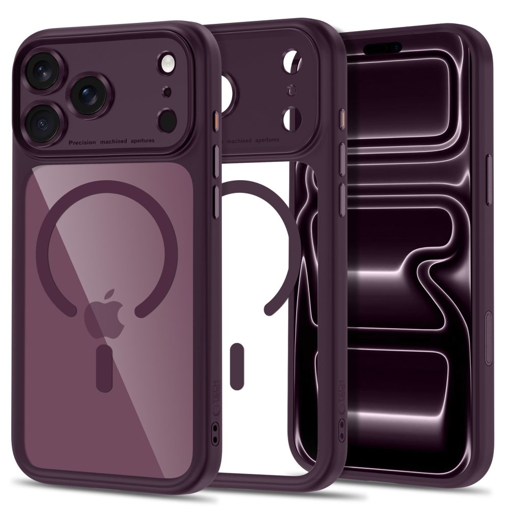 Tech Protect Magpeak Magsafe Cc Iphone 17 Pro / 18 Pro Burgundy/Clear
