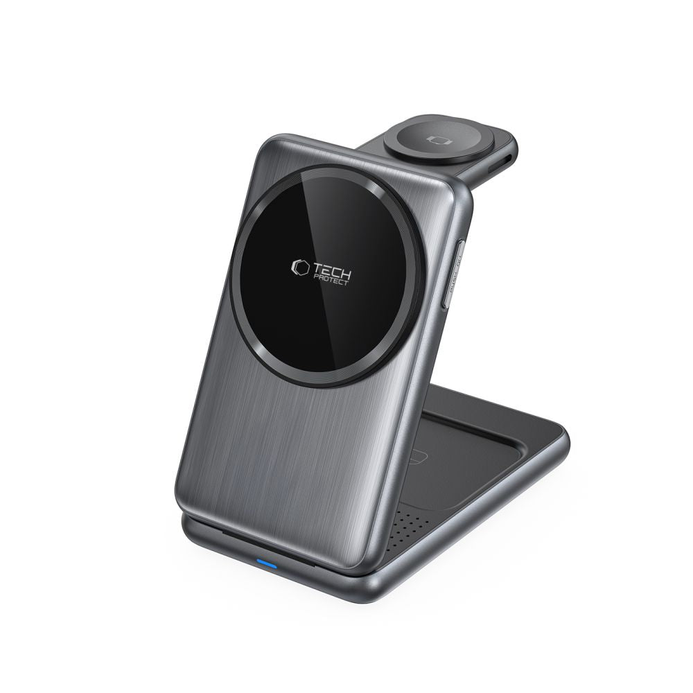 Tech Protect Qi15 W A42 3 I 1 Magnetisk Magsafe Trådløs Oplader Space Grey