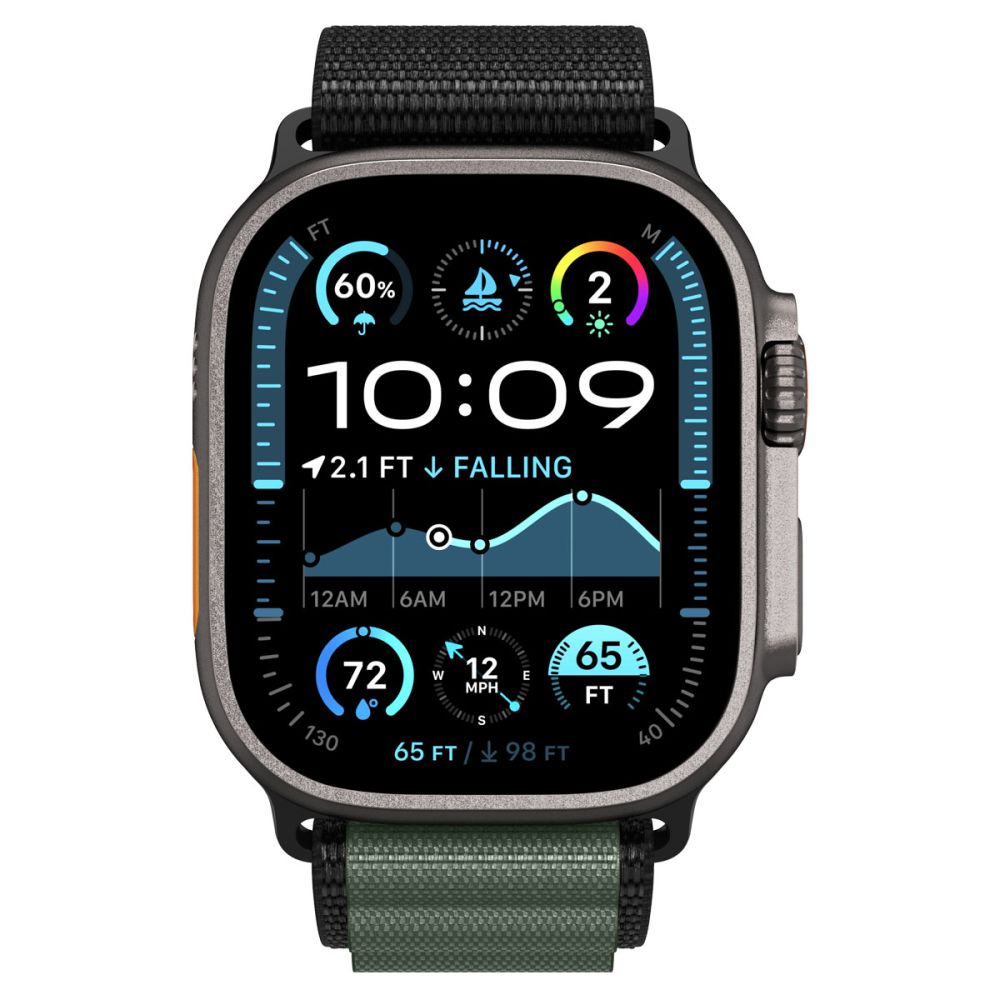 Spigen Wbf1 Remmen Til Apple Watch 8 / 9 / 10 / 11 / 12 / Se / Ultra (44 / 45 / 46 / 49 Mm) Sort/Grøn
