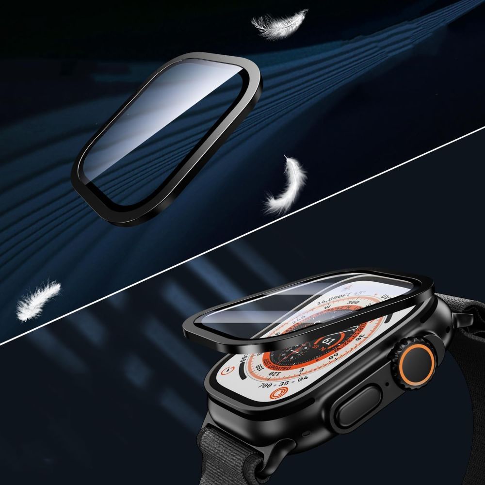 Hærdet Glas Tech Protect Glasring 2 Pak Apple Watch Ultra 1/2/3/4 (49 Mm) Sort