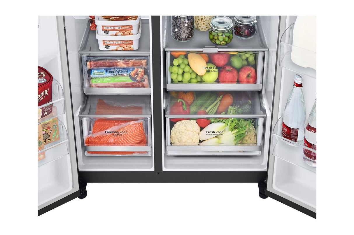 LG GSJV70MCLE side-by-side køle-fryseskab Fritstående 635 L Sort