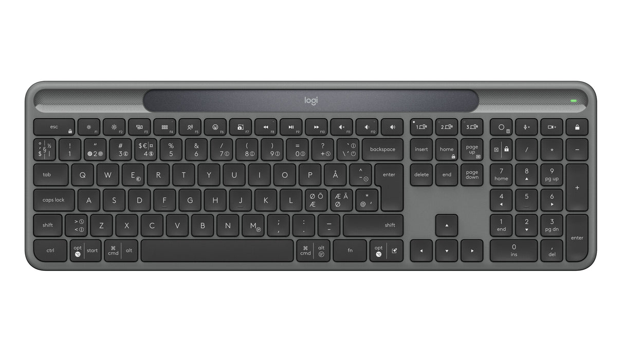 Logitech Signature Slim Solar + K980 tastatur Universel RF trådløs + Bluetooth QWERTY Dansk, Finsk, Norsk, Svensk Grafit