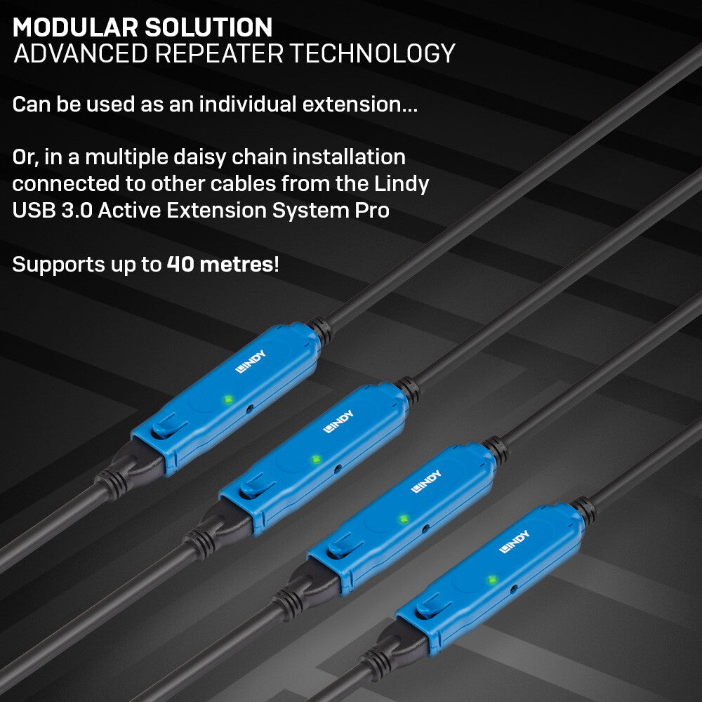 Lindy 43157 USB-kabel USB 3.2 Gen 1 (3.1 Gen 1) 10 m USB A 5 Gbit/sek. Sort