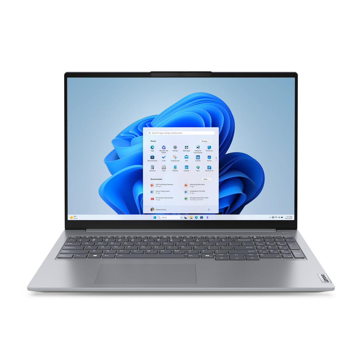 Lenovo ThinkBook 16 G7 ARP AMD Ryzen™ 7 7735HS Laptop 40,6 cm (16") WUXGA 32 GB DDR5-SDRAM 512 GB SSD Wi-Fi 6E (802.11ax) Windows 11 Pro Nordisk Grå