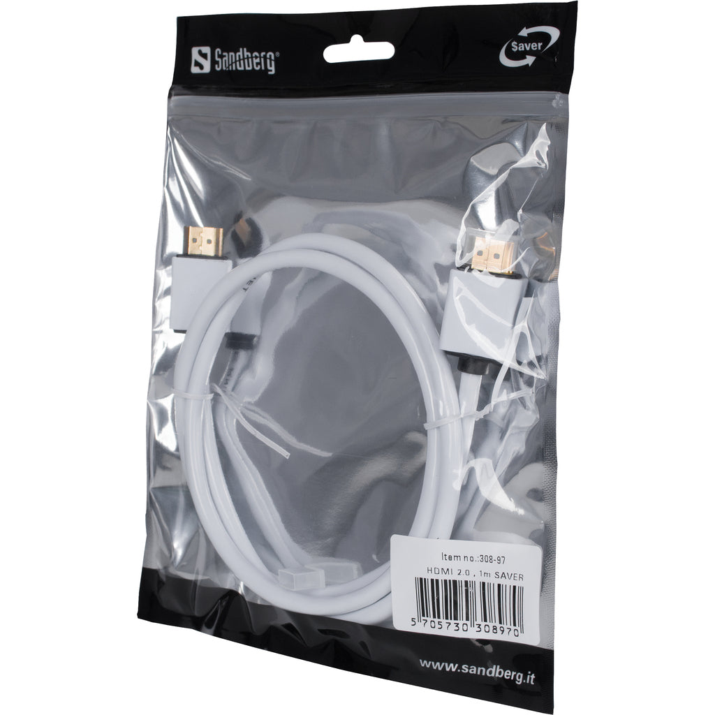 HDMI 2.0 Cable SAVER, White (1m)
