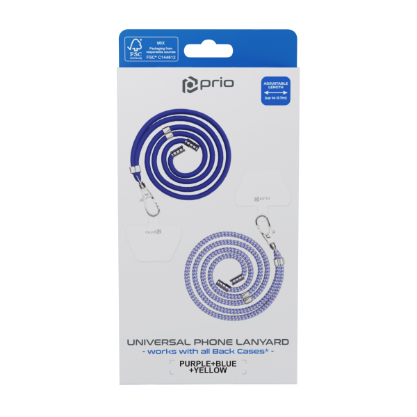 prio Universal Telefonsnor 0,7m lilla+blå+gul