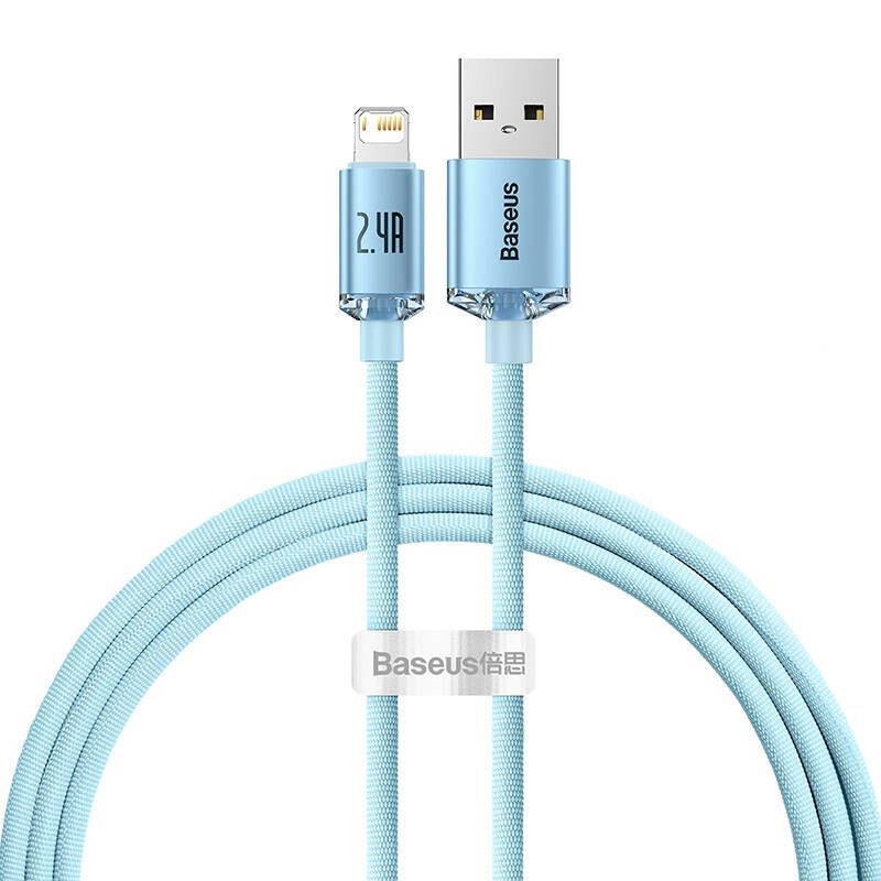 USB-kabel til iP Baseus Crystal Shine, 2.4A, 1.2m (niebieski)
