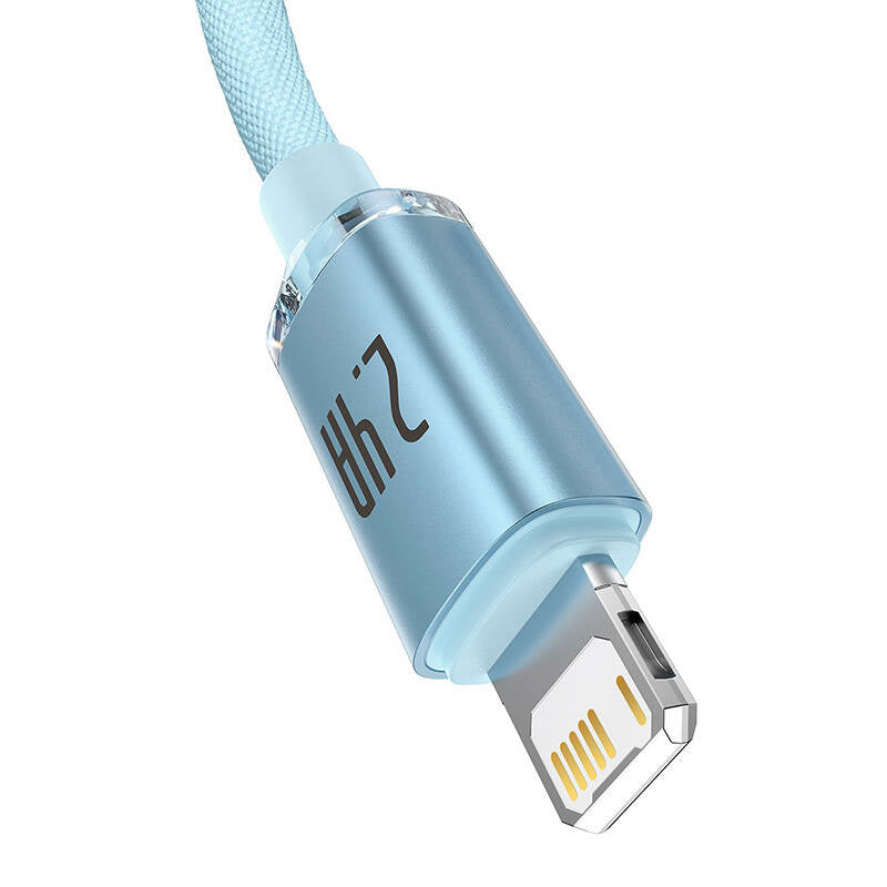 USB-kabel til iP Baseus Crystal Shine, 2.4A, 1.2m (niebieski)