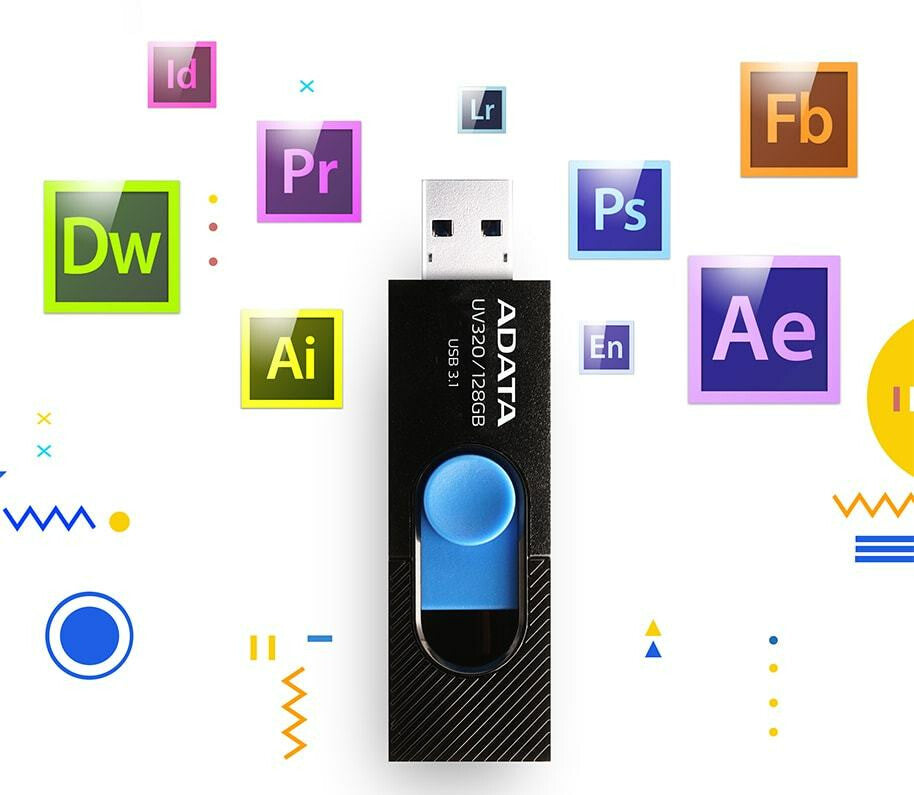 ADATA UV320 USB-nøgle 128 GB USB Type-A 3.2 Gen 1 (3.1 Gen 1) Sort, Blå