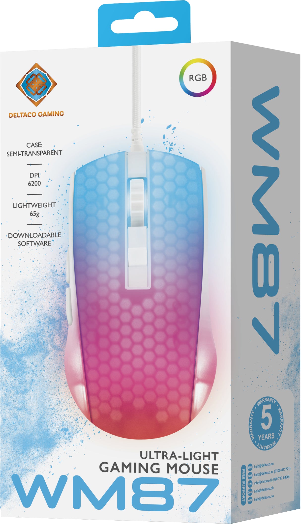Deltaco Gaming WM87 ultralight mouse, white
