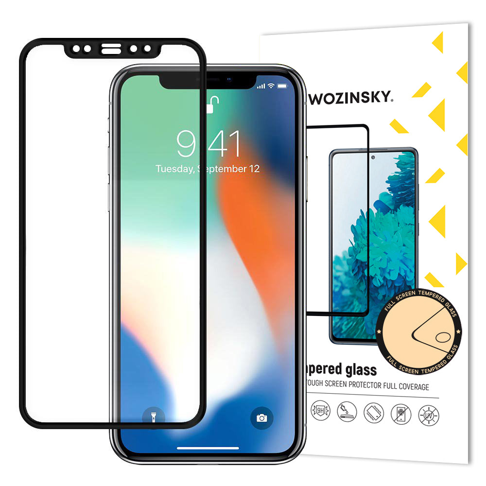 Wozinsky super hårdfør fuld lim hærdet glas fuld skærm med rammen case venlige Apple iPhone XR / iPhone 11 sort