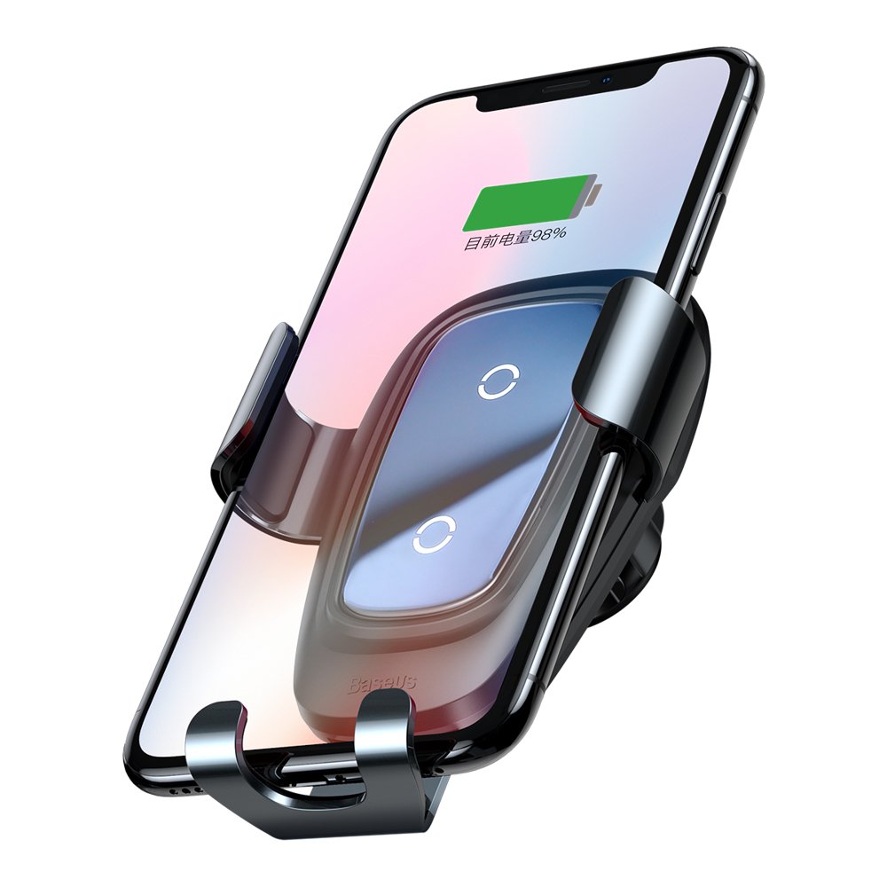 Baseus Metal Gravity Wireless Charger Car Mount Phone Bracket Air Vent Holder Qi Charger black (WXYL-B0A)