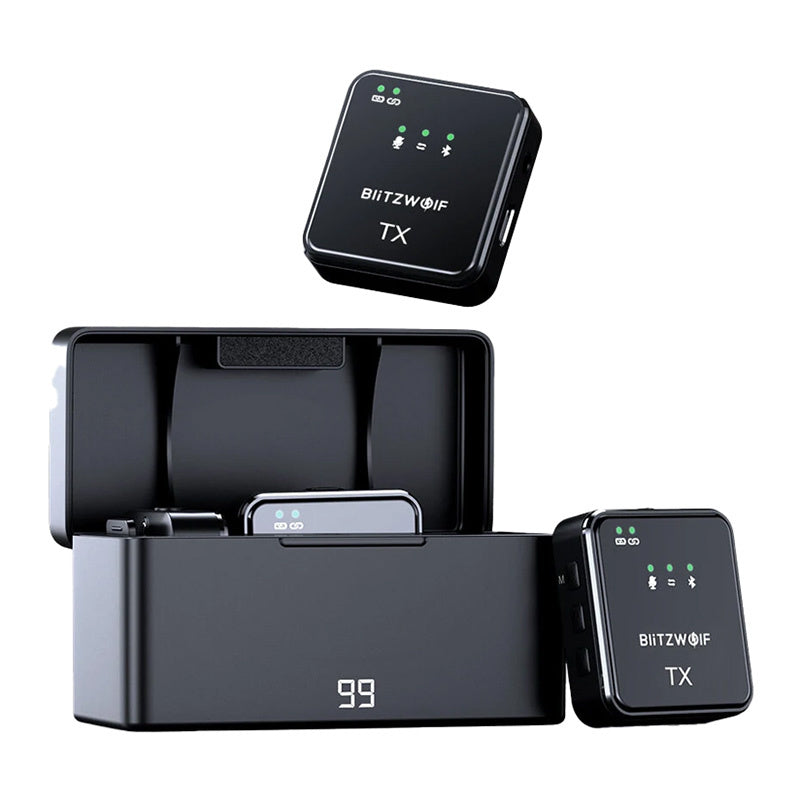 BlitzWolf trådløs mikrofon, BW-SX63, 1000mAh (sort)