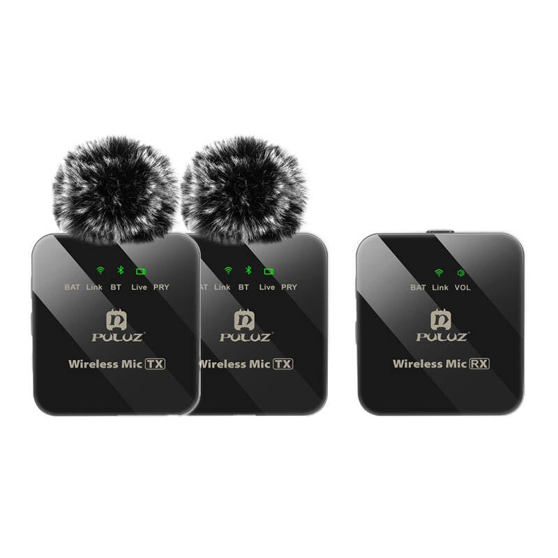 Trådløs Lavalier mikrofon PULUZ 2 TX + 1 RX