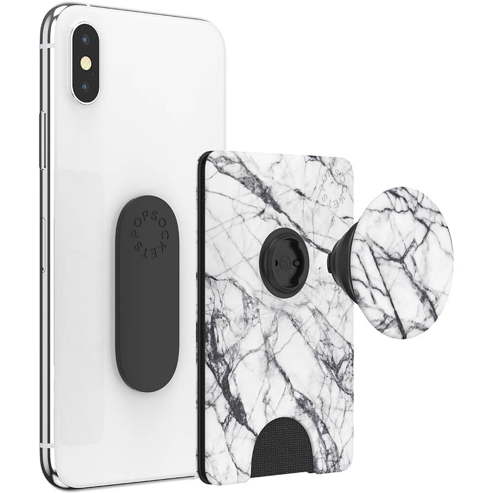 POPSOCKETS Wallet Dove White Marble Aftagelig Mobil Wallet PopWallet+